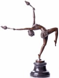 Dansatoare cu torte-statueta din bronz pe soclu din marmura PAB013, Nuduri