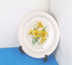 Farfurie decorativa gresie - Narcise - semnata Doug Hague, Hornsea England foto