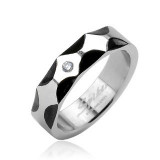 Inel din oțel - valuri și zirconiu - Marime inel: 69