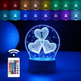 Lampa led decorativa, flippy, 3d, cu text &quot;i love you&quot;, doua moduri de alimentare usb si baterii, 20 cm inaltime, din material acril si lumina multico