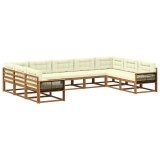 vidaXL Set de canapele de exterior cu pernă 9 pcs Natural și Crem 3382883
