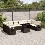 Gossi set canapele de gradina cu perne, 11 piese, maro, poliratan