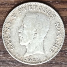 Moneda Argint Suedia - 1 Krona 1935