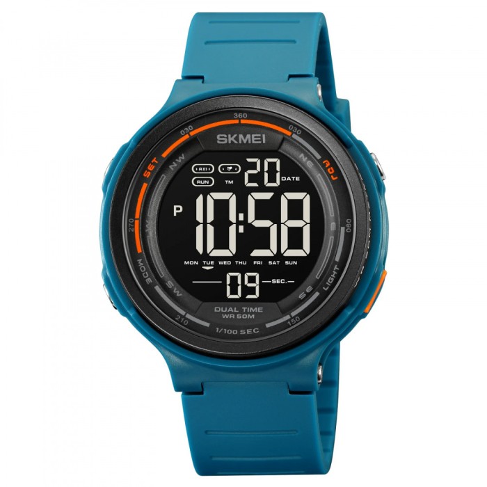 Ceas Sport barbatesc Skmei Digital Alarma Sport Fashion Cronometru Lumina fundal Albastru