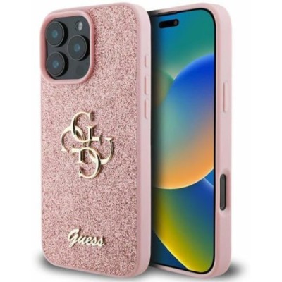 Husa pentru iPhone 16 Pro - Guess Glitter Fixed Big 4G (GUHCP16LHG4SGP) - Pink foto