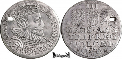 1592, Trojak / 3 Grosze - Sigismund al III-lea Vasa - Regatul Poloniei foto