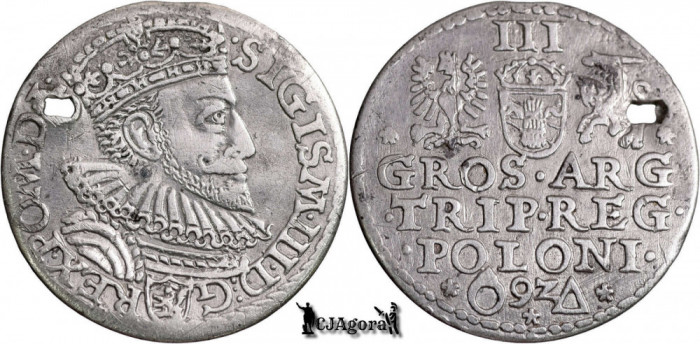 1592, Trojak / 3 Grosze - Sigismund al III-lea Vasa - Regatul Poloniei