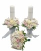 Set buchet si lumanari cu trandafiri si flori de cires din foita parfumata de sapun si plante naturale uscate - Alb Roz Crem, Eventissimi&reg;