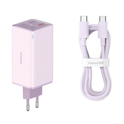 Incarcator 2x USB, 2x Type-C, 100W + Cablu Type-C, 100W, 20V, 5A, 1m - Baseus GaN6 Pro (P10162705532-00) - Purple foto