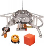 Aragaz de camping Ndaabaer, aliaj de aluminiu/otel inoxidabil/cupru, argintiu, 15 x 8 cm