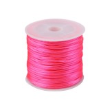 Snur satinat pentru tehnica kumihimo, 27 m, diametru 1 mm, Roz neon