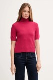 United Colors of Benetton pulover de l&acirc;nă pentru copii culoarea roz, light, cu guler, 102HD203X