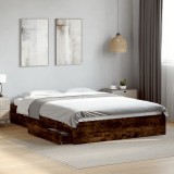 VidaXL Cadru pat cu sertare stejar fumuriu 150x200 cm lemn prelucrat 3280654