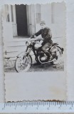 Fotografie militar rom&acirc;n pe motocicletă Jawa/IJ &ndash; anii 1950&ndash;1960 &ndash; vintage original