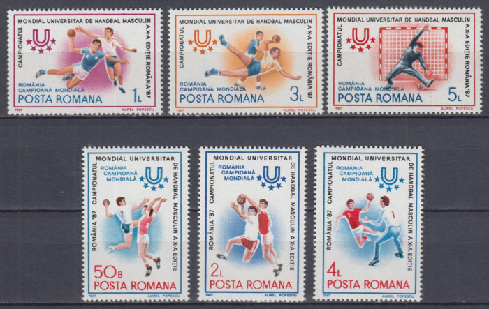 ROMANIA 1987 LP 1179 A X-a EDITIE CAMPIONAT MONDIAL UNIVERSITAR HANDBAL MNH