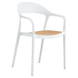 Cumpara ieftin Scaun exterior Ember cu protectie UV plastic bej-alb 52.5x56.5x81cm