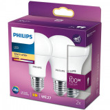 Pachet 2 becuri LED A60, EyeComfort, E27, 13W (100W), 1521 lm, lumina alba calda (2700K), Philips