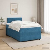 Cumpara ieftin Pat boxspring cu saltea Albastru inchis 120 x 200 cm Catifea