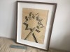 PAUL NEAGU, STARHEAD( CAP- STEA) DESEN STAMPILAT SEMNAT &rdquo;NEAGU P.&rdquo;, Abstract, Carbune