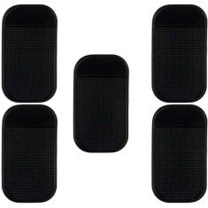 Set 5 Suporti Auto Mercaton, Antiderapanti din Silicon Cauciucat si Lipios pentru Chei sau Obiecte Mici, 13 x 7 cm, Negru