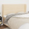 VidaXL Tăblie de pat cu aripioare, crem, 203x23x118/128 cm, textil 3118123