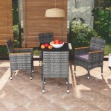 VidaXL Set mobilier de grădină cu perne, 5 piese, gri, poliratan