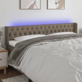 VidaXL Tăblie de pat cu LED, gri taupe, 183x16x78/88 cm, textil