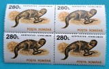 TIMBRE ROMANIA LP1318/1993 Animale (uzuale) -Bloc de 4 valoarea de 280 lei h&icirc;rtie cretată MNH, Nestampilat