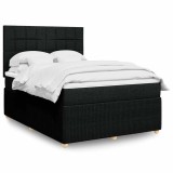Gossi pat box spring cu saltea, negru, 140x190 cm, textil