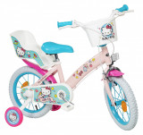 Bicicleta fetite cu roti ajutatoare si cosulet Hello Kitty 16 inch, Toimsa