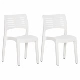 vidaXL Scaune de grădină, 2 buc., alb, polipropilenă