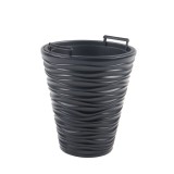 Ghiveci din plastic Sand, cu masca, antracit, D 34.5 cm