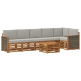 vidaXL Set canapea sectională cu pernă 6 pcs Natural și gri deschis 3384437