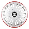 Set 4 Capace Roti, potrivite jantelor de R16, pentru Seat, model falcon argintiu cu rama rosie, Autohelix MSA