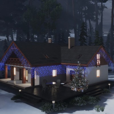 vidaXL Lumini de perdea tip gheață 400 LED-uri albastru 8 funcții 10 m foto