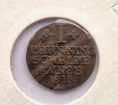 Brunswick Statele Germane 1 Pfenning 1816 moneda din cupru km # 1068
