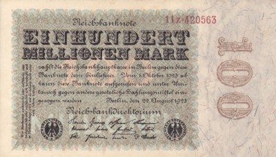 GERMANIA 100.000.000 marci 1923 XF+!!! foto
