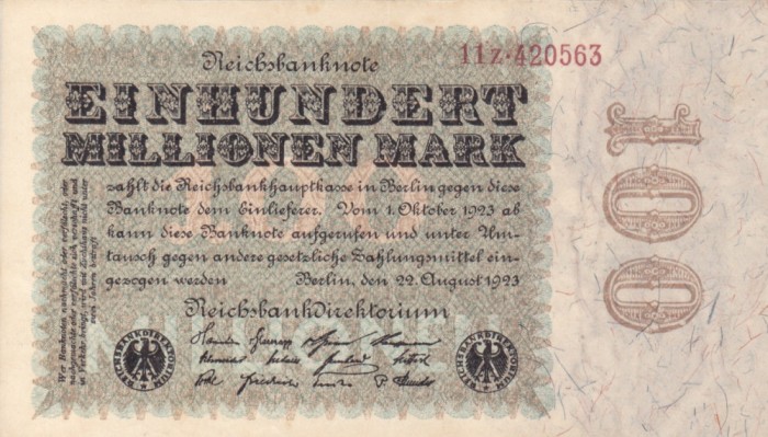 GERMANIA 100.000.000 marci 1923 XF+!!!