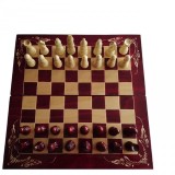Set de șah mare din lemn 50x50 tablă de șah piesă de șah cutie joc de dame table roșu