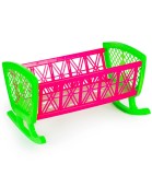 Pat Mare cu Leagan pentru Papusi, Plastic Non-toxic, Dimensiune 47x34x28 cm, Recomandat +3 ani, Fabricat in Ucraina