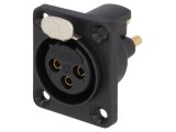 Soclu XLR mamă 3 PIN etanș cu buton aurit 5A