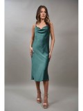 Cumpara ieftin Rochie Satin Verde Smarald Bretele Subtiri, Marime Unica (XS-S), Poliester Elastan