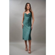 ROCHIE SATINATA CU BRETELE SUBTIRI GRACE TALIE UNICA Verde Smarald