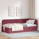 vidaXL Cadru de pat colțar cu headboard Roșu Vin 100 x 200 cm țesătură 42016506