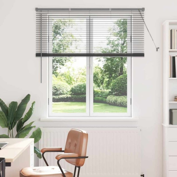 Jaluzea pentru Fereastră Gri &icirc;nchis 80 x 130 cm Aluminiu