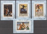 Umm al Qiwain 1973 Sport, Olympics, 4 perf. mini sheet, used T.209, Stampilat