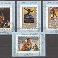 Umm al Qiwain 1973 Sport, Olympics, 4 perf. mini sheet, used T.209