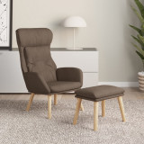 Cumpara ieftin Scaun de relaxare cu taburet, gri taupe, textil