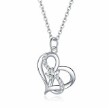 Pandantiv Argint 925 Infinity Heart cu Lantisor, Argintiu, Zirconiu, 15mm, 45cm. Set Bijuterii Argintboutique