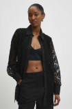 Answear Lab camasa din bumbac femei, culoarea negru, cu guler clasic, regular